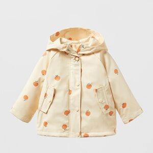 Zara Kids Cream Raincoat with Orange Design